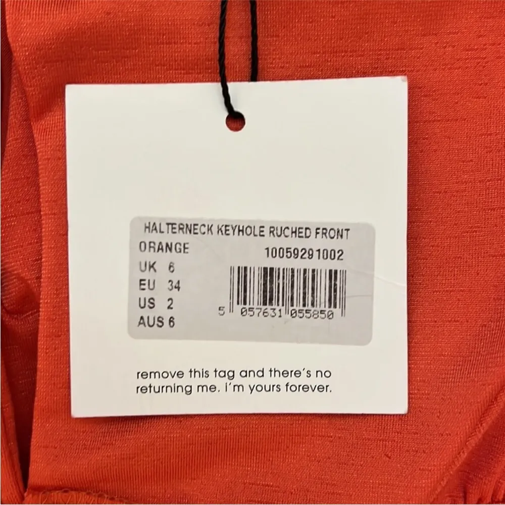 Missguided halterneck ruched front maxi dress tangerine orange NWT size 2 - Image 5