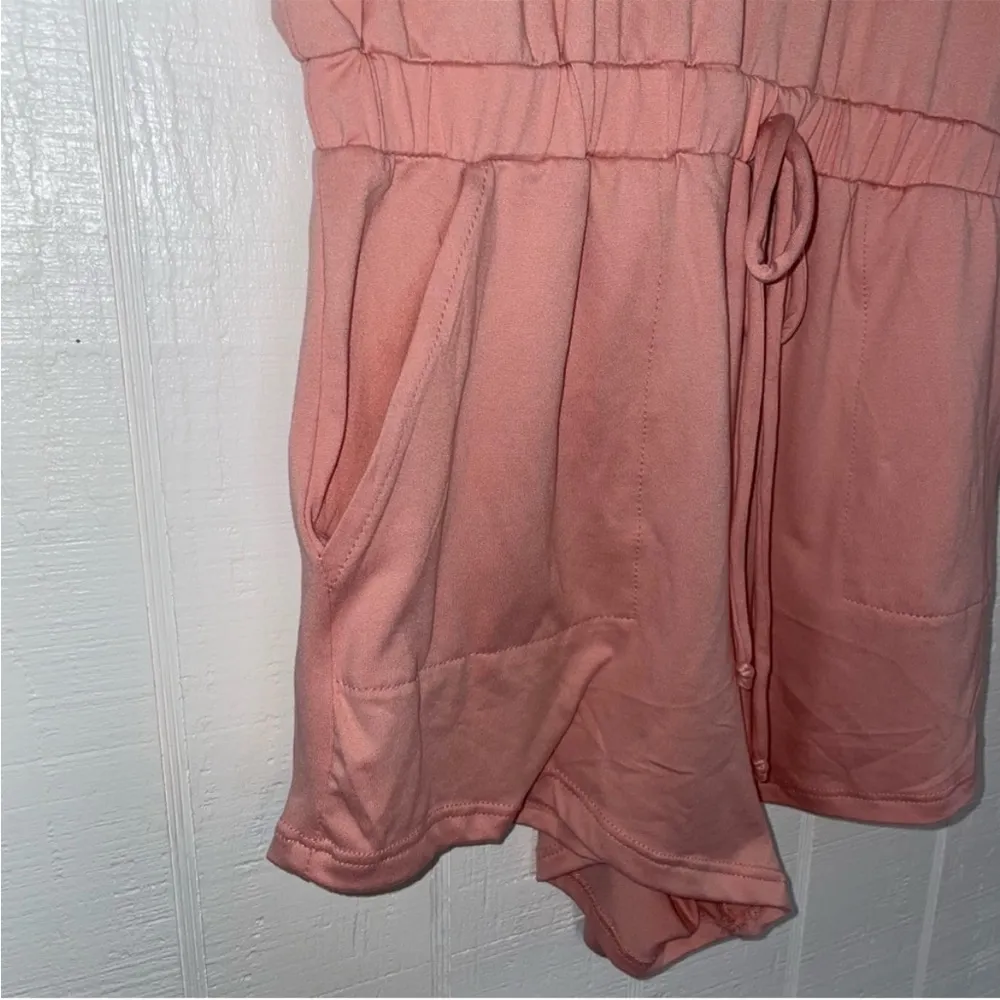 Nwt Heart & Hips Romper pearl pink size small sleeveless pocket’s elastic - Image 2