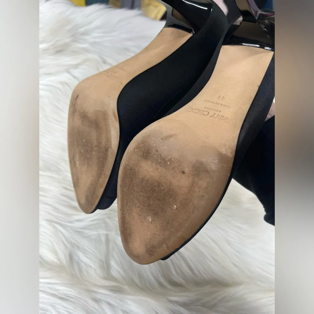 Jimmy Choo black crystal embellished buckle Mary Jane pumps shoes size 11 (41) - Image 7