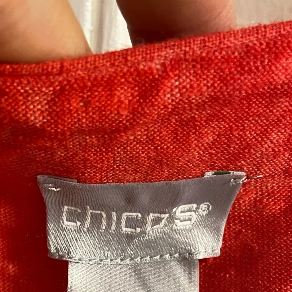 Chico’s tunic top knit linen orangish red long line 2X - Image 6