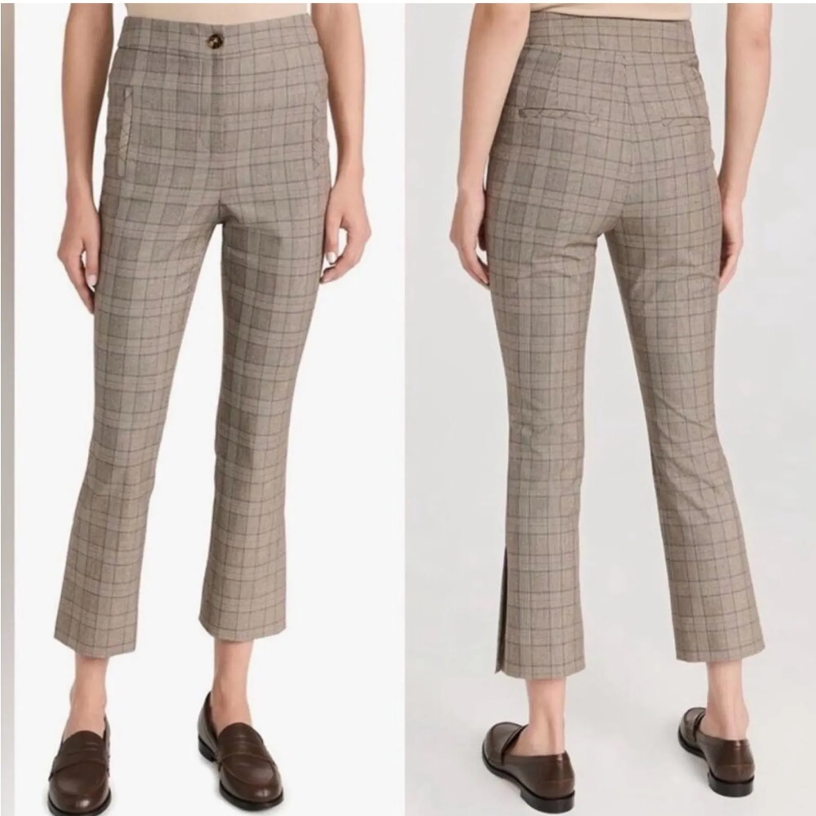 Veronica Beard Arte Brown Plaid Striped Ankle Cropped Trouser Pant 4 - Image 8