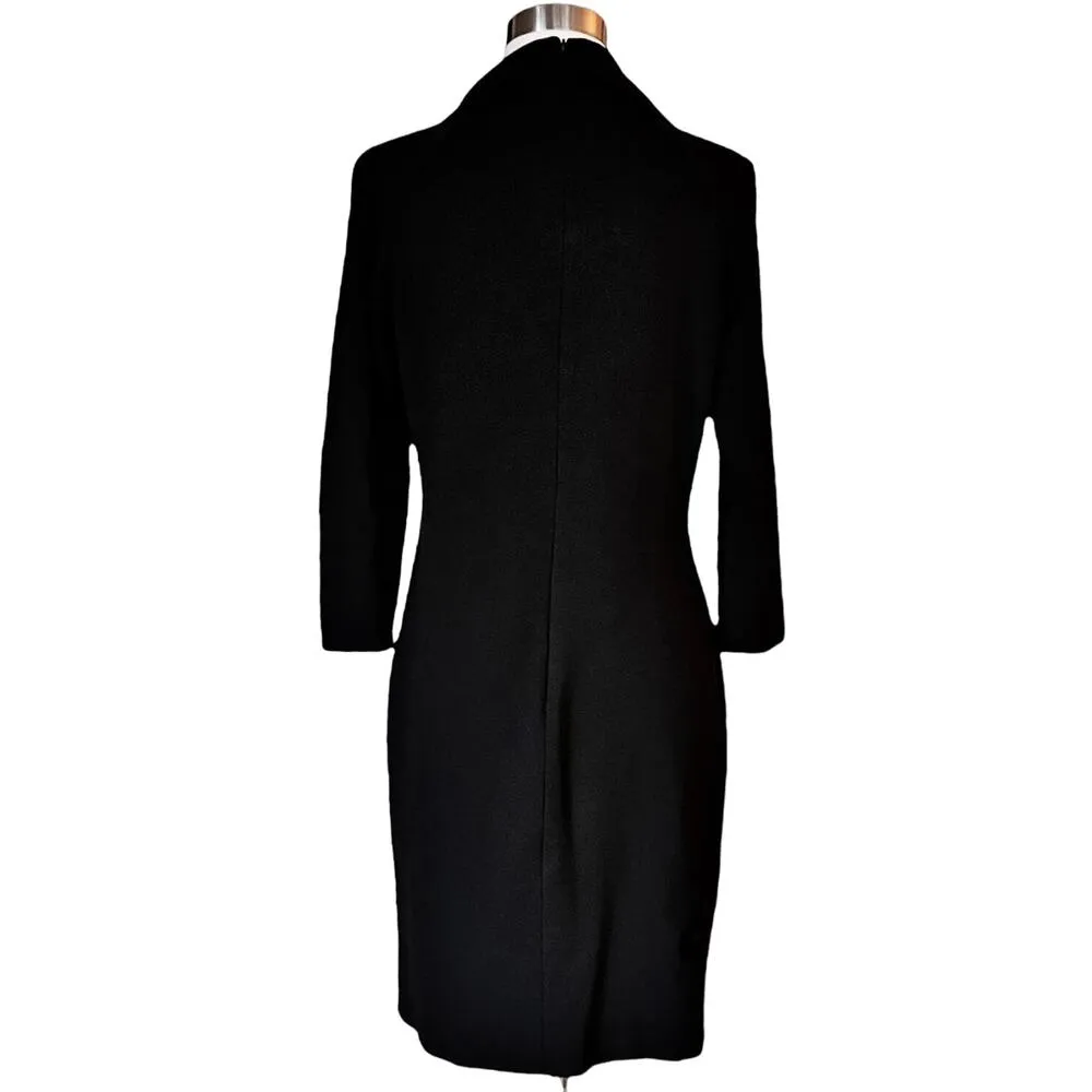 GIORGIO ARMANI Black Jersey Dress High Neck 3/4 Sleeves IT 44 Italy Medium 8 EUC - Image 2