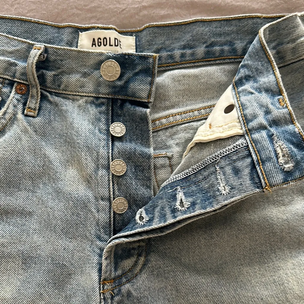 Agolde Light Blue Jean Shorts - Image 3