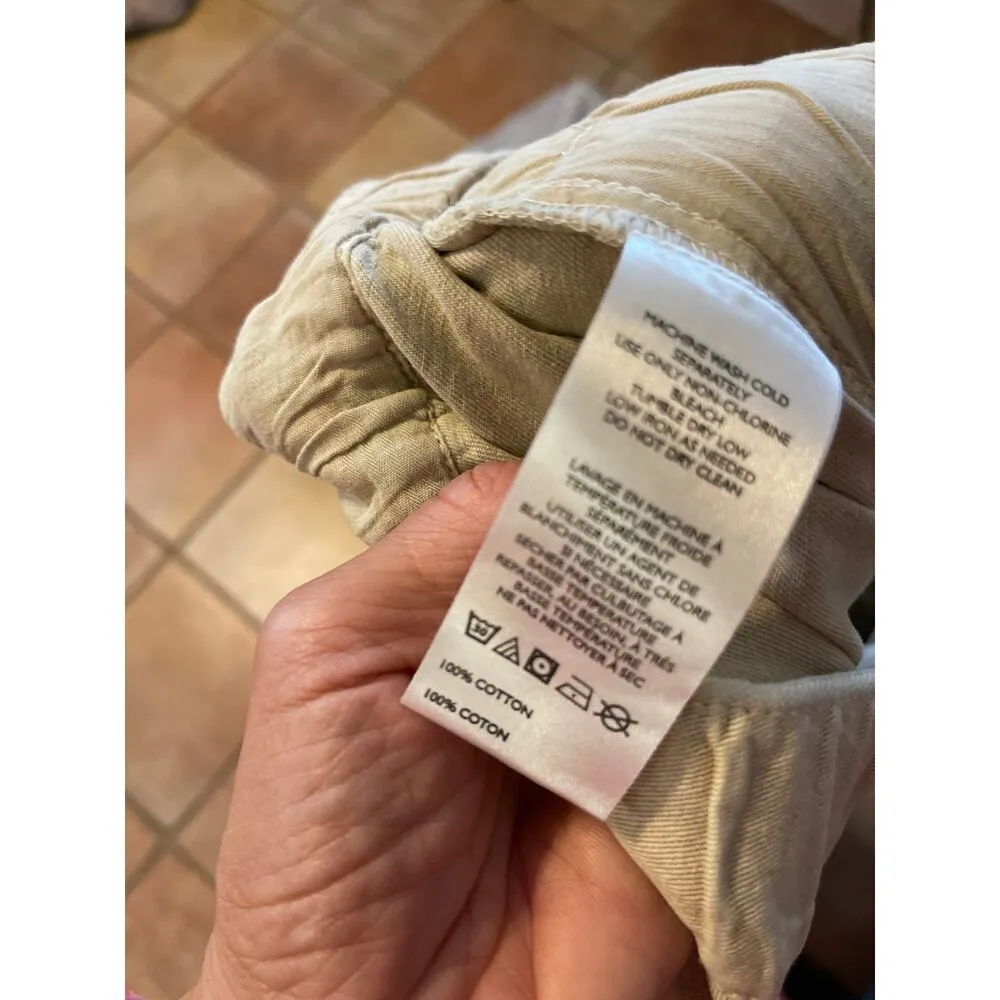 Free people wide leg, elastic waist brushed, cotton, cuffed cropped pants M - Image 7