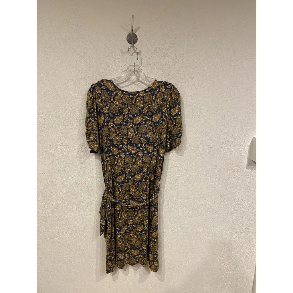 Boden Dress Womens 12R Blue Yellow Paisley Short Sleeve Belted Mini Casual Size 12 - Image 5