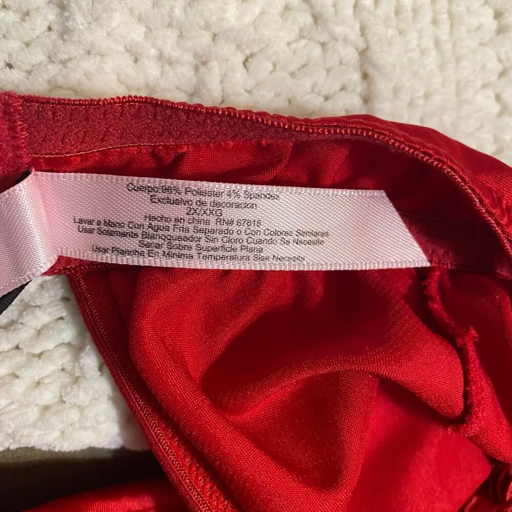 Flora’s Follies Red Satin Babydoll Sexy Lingerie Chemise Slip Plus Size 2X - Image 7