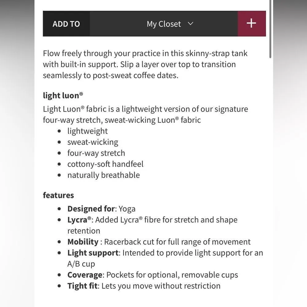 Lululemon  Power Pose Tank *Light Support For A/B Cup
Heathered Black - Image 3