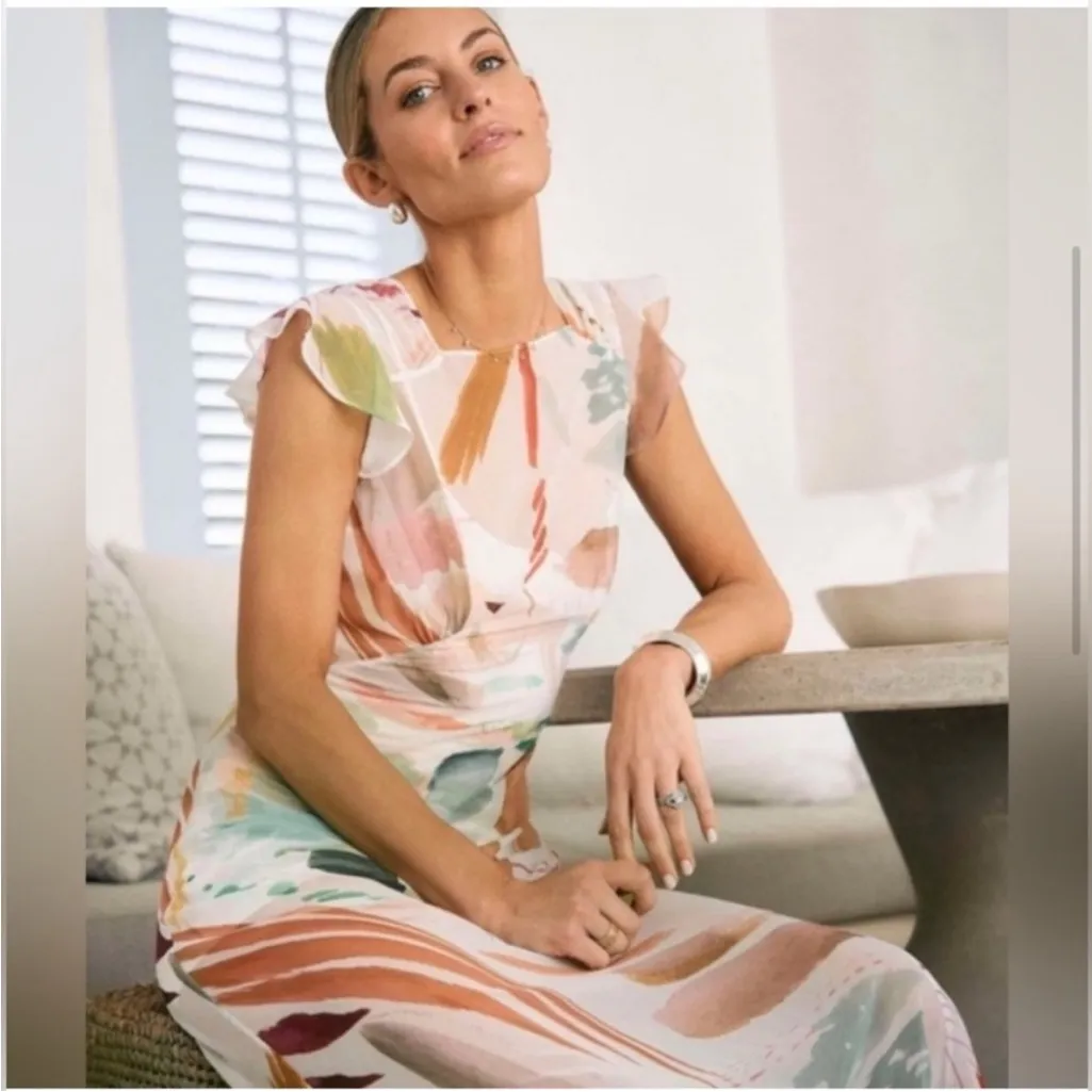 Antonio Melani M.G Style Mal Paint Streak Envelope Neckline Cap Sleeve Dress NWT - Image 4