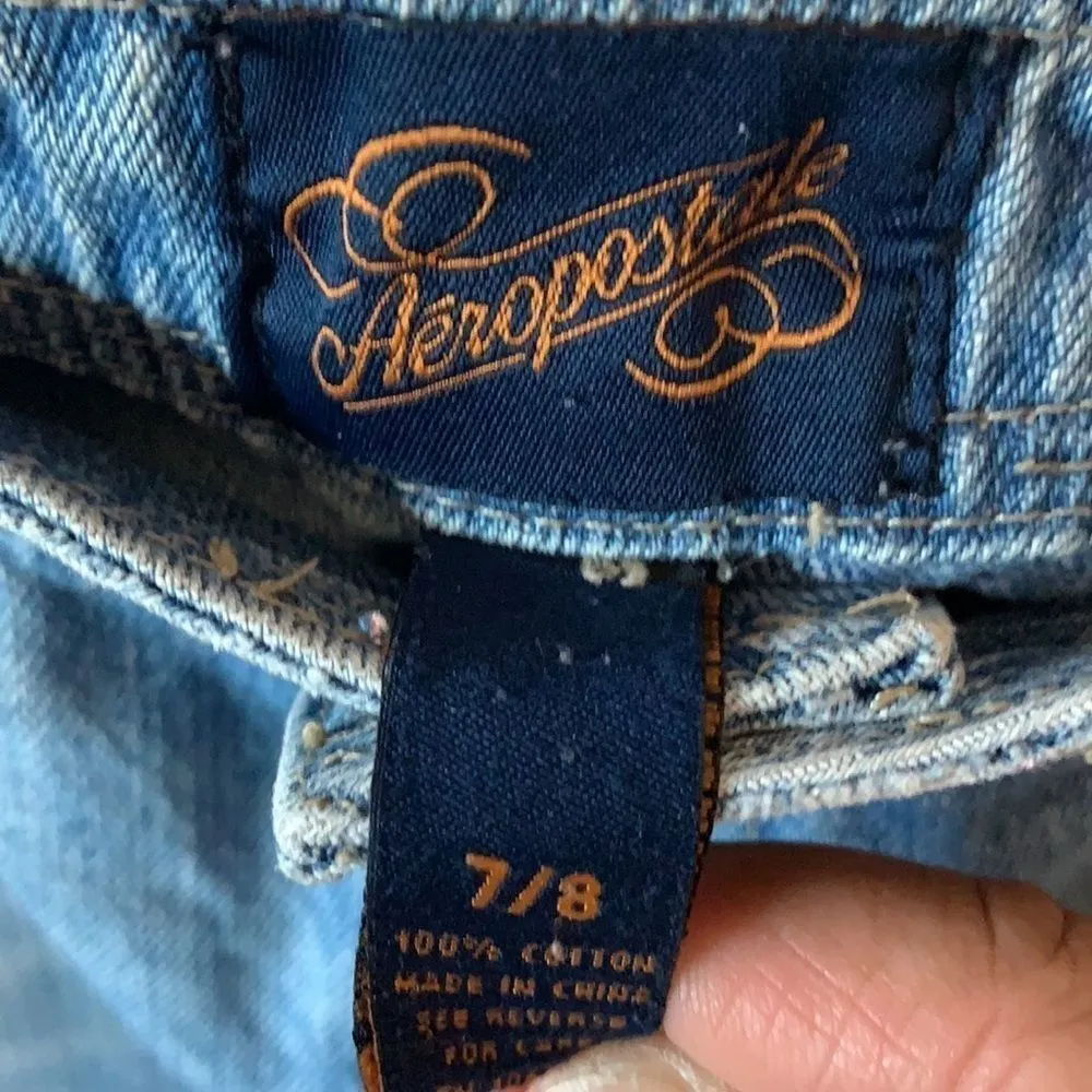 Aeropostale Distressed Blue Jean Mini Skirt 7/8 - Image 5