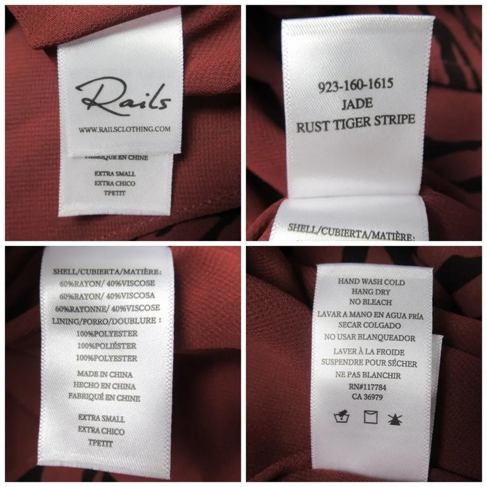 RAILS Jade Rust Tiger Stripe Hi-Low Button Front Midi Dress Women’s XS NWT - Image 11