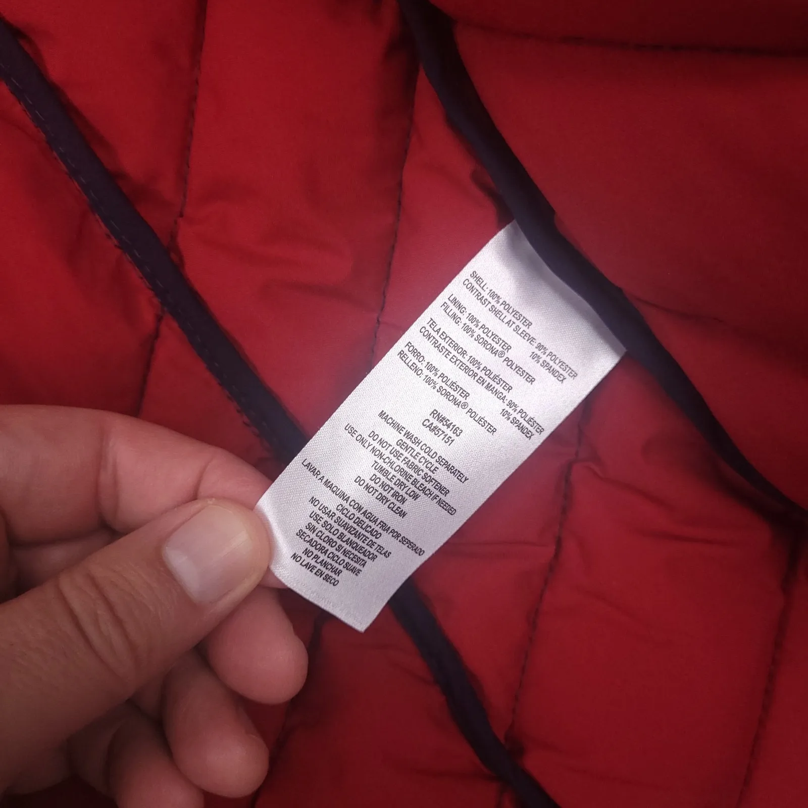 Tommy Hilfiger Puffer Jacket Blue Hooded Full Zip Packable Women's Size XS - Image 8