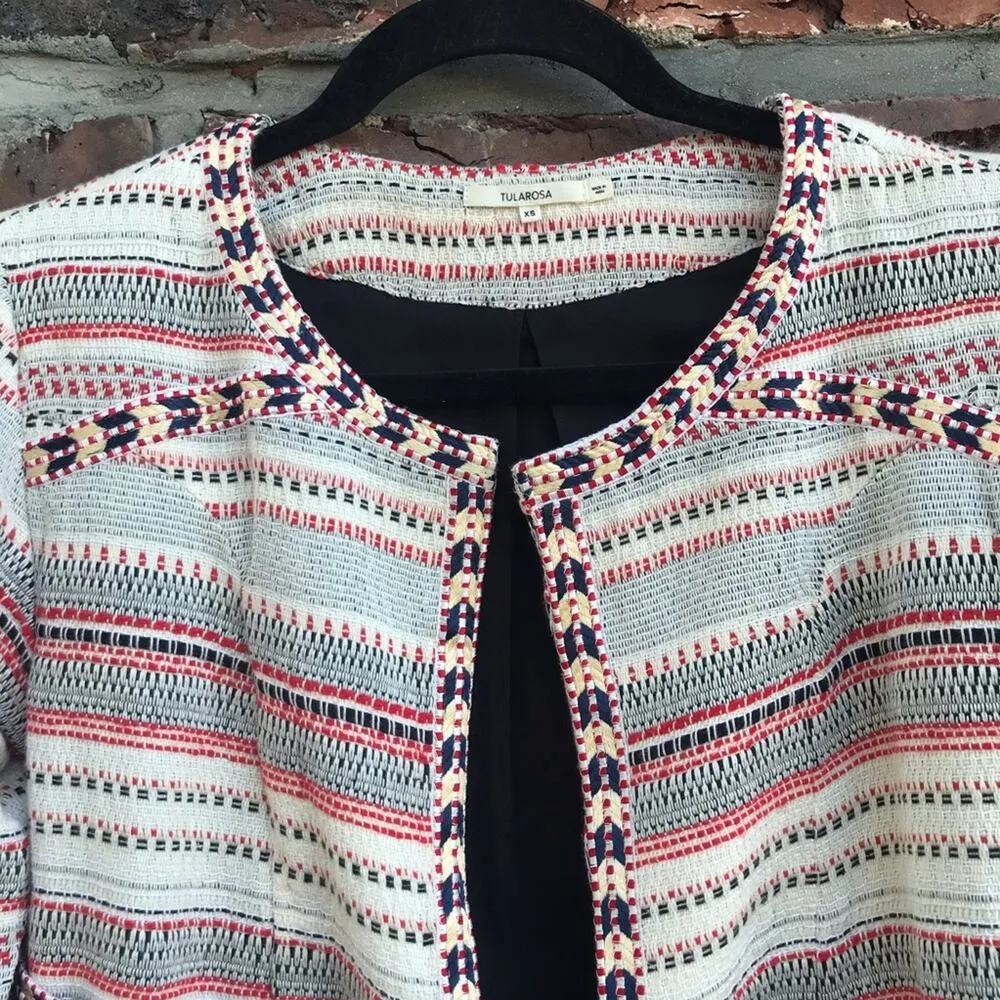 Tularosa Revolve Women's Santa Fe Fringe Moroccan Stripe Blazer Jacket Size XS - Image 3