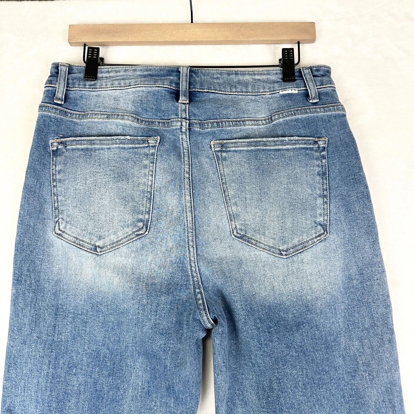 Freckled Poppy X Risen Jeans High Rise Flare Leg Crop Jeans Size 15/32 NWT Light Blue - Image 5