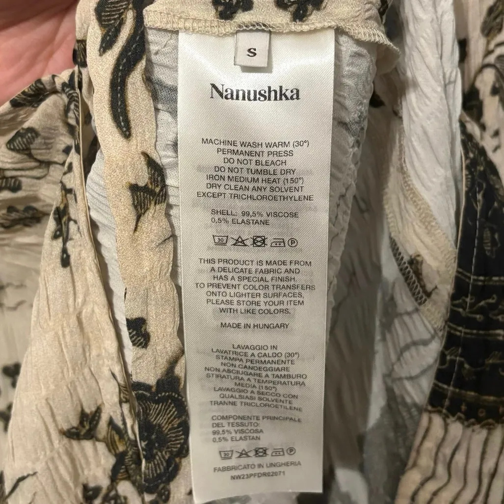 Nanushka Cream Brown Dorith Safari Quilted Wrap Mini Dress Size Small - Image 4