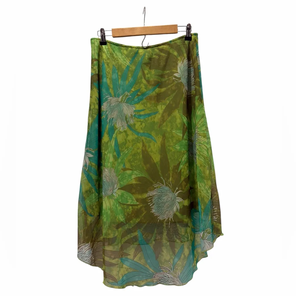 VTG Pierre Cardin 90’s Green Blue Forest Fairy High Low Skirt Size 10 Goblincore - Image 2