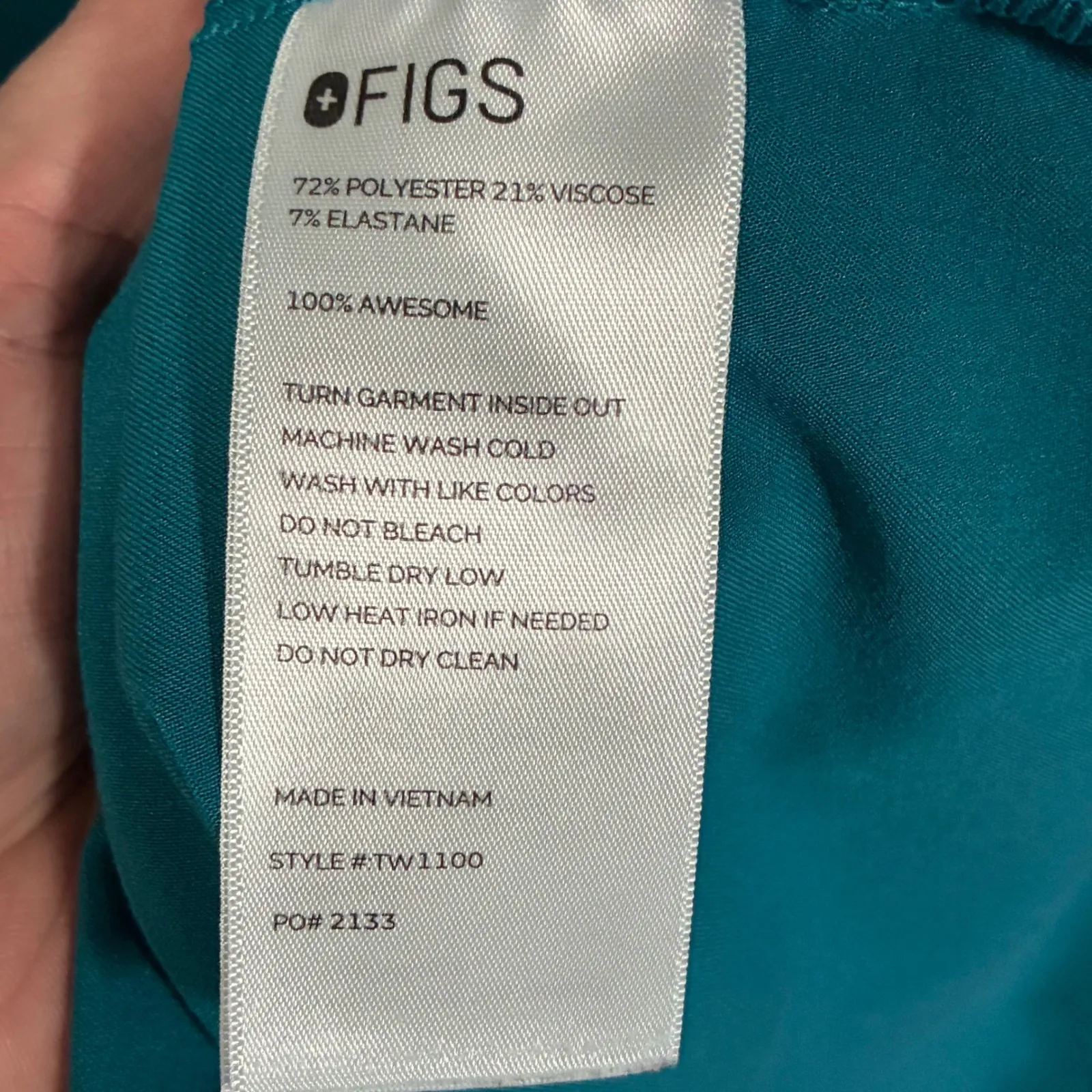 FIGS Casma Technical Teal V Neck Scrub Top Short Sleeve Workwear Womens  S - Image 5