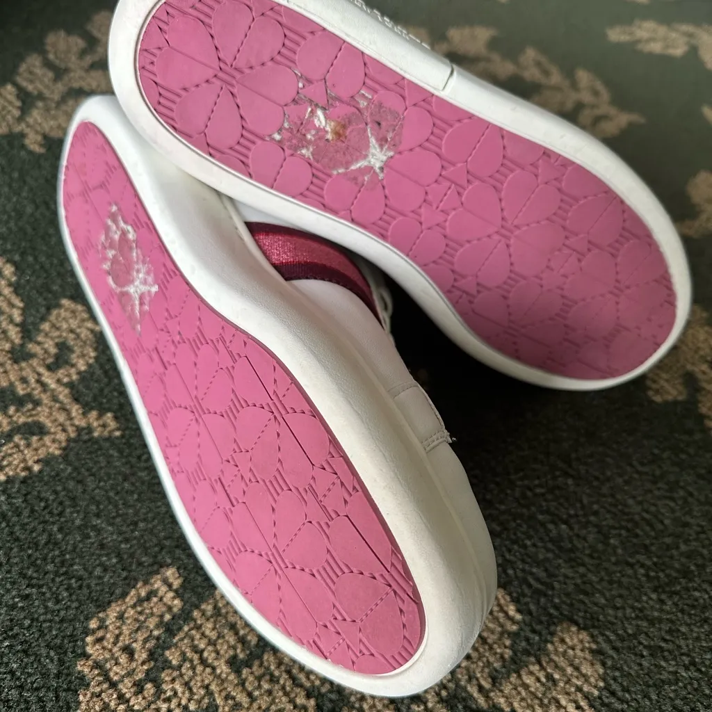 Kate Spade White and Burgundy Women's Sneakers size 10B - Image 5