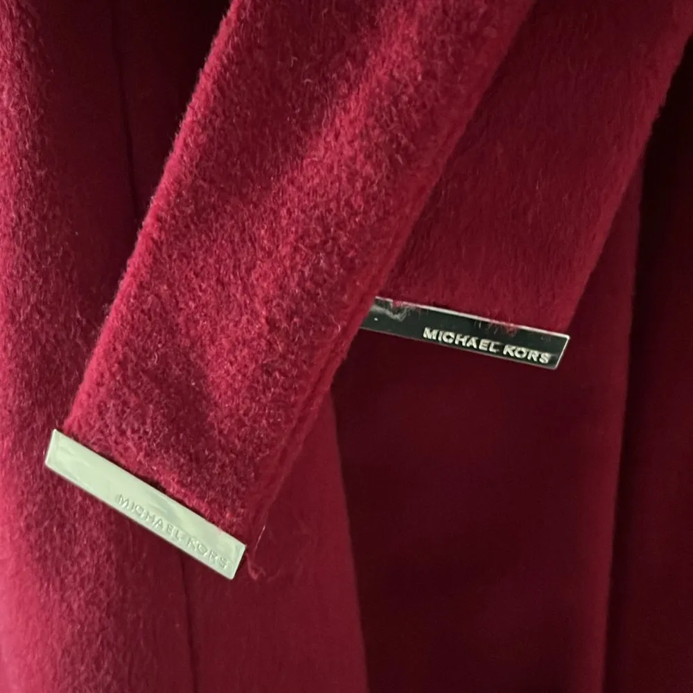 Michael Kors Asymmetric Belted Wrap Coat in Red, Size XL EXCELLENT! - Image 9