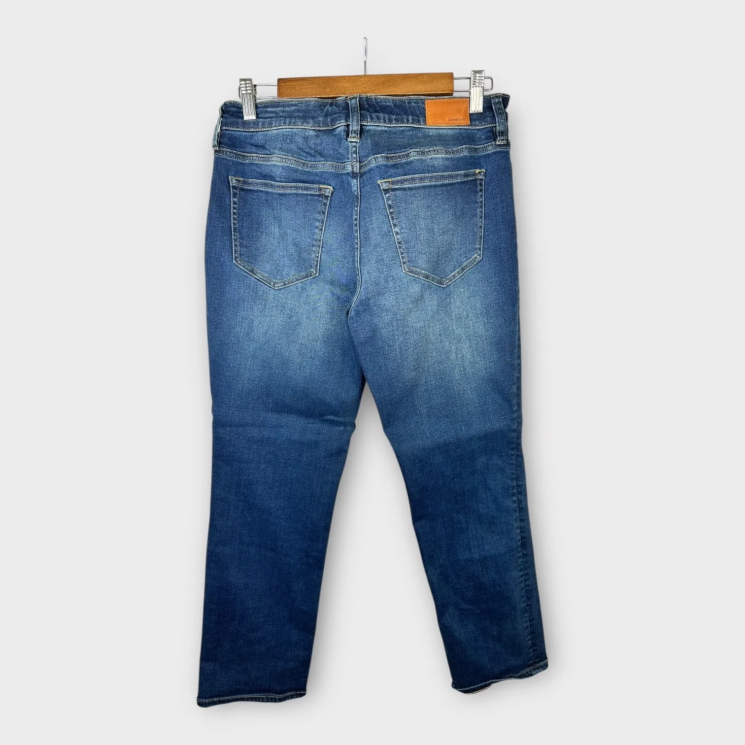 Lands End Womens size 8 Petite Mid Rise Straight Denim Jeans - Image 2