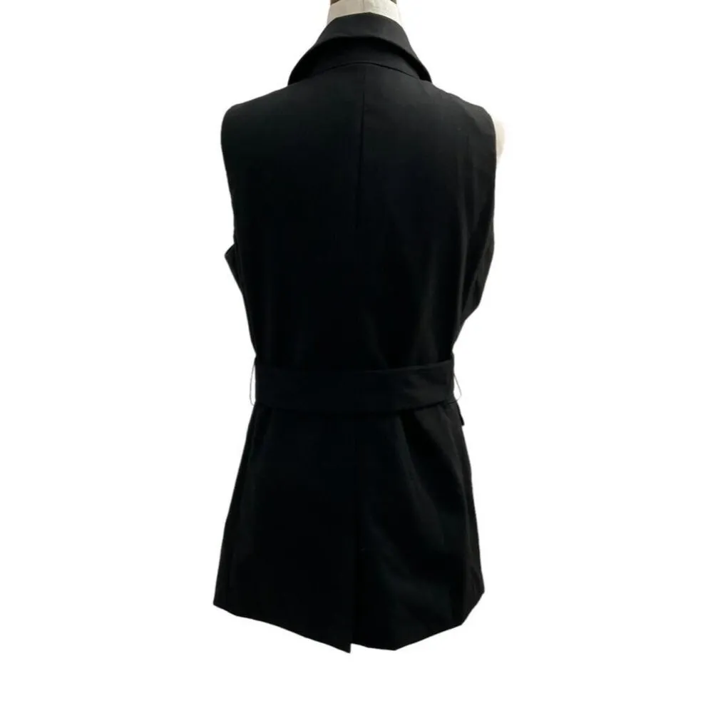 New York & Company Stretch Women Size 4 Black Blazer Vest Top H1-499P - Image 5