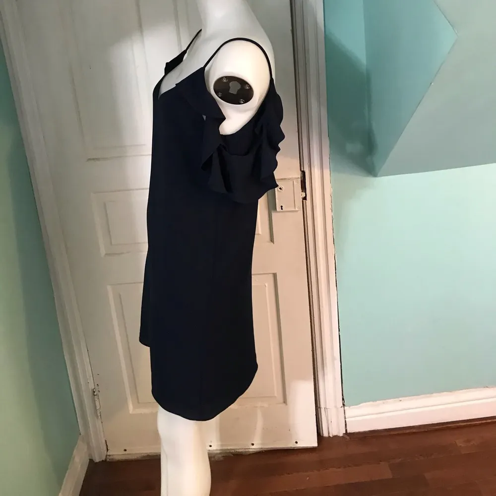 NWT Aqua Cocktail Dress Ruffled Cold Shoulder SzS - Image 4