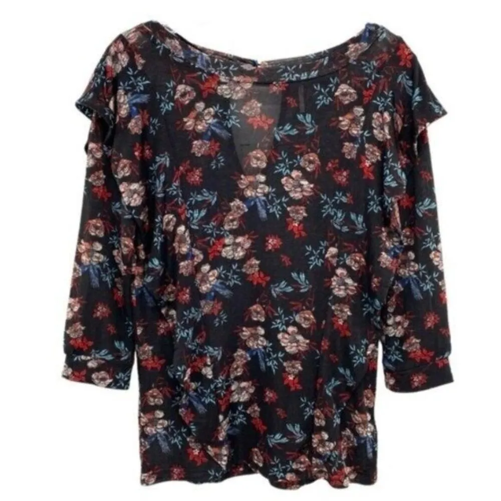 Free People Dock Street Ruffle Floral Print Blouse Top - Image 5