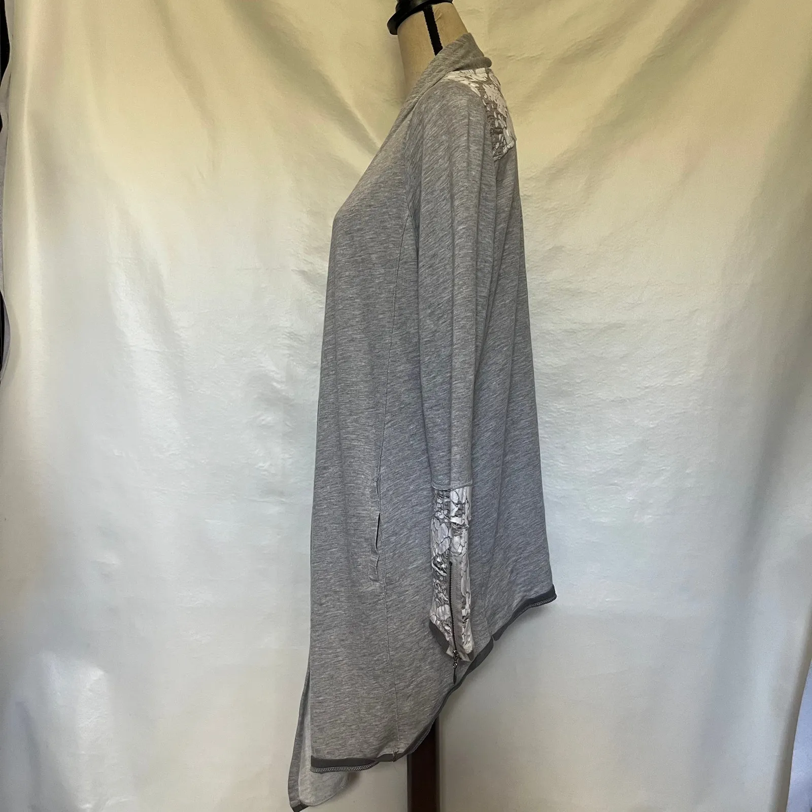 Knox Ros Duster Womens Cardigan Top Sz L Boho Lace Pockets Romantic Hi Low Cozy - Image 6