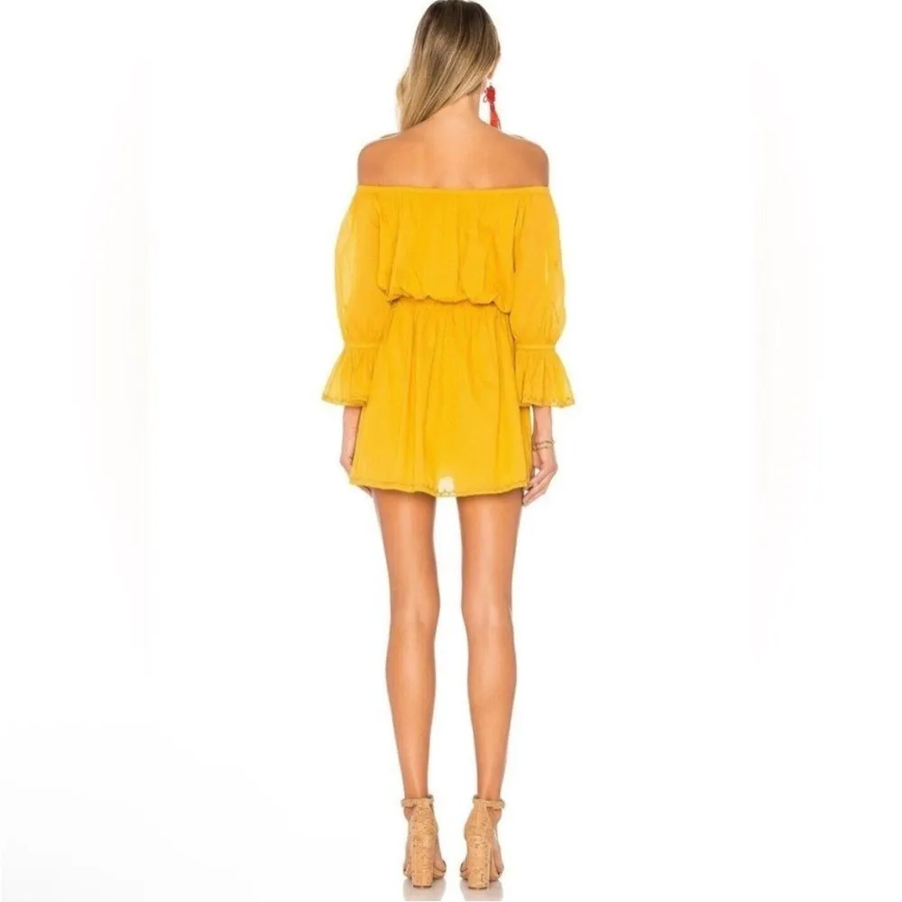 Tularosa Luna Off The Shoulder Mini Dress Ginger Yellow Women’s Size xSmall - Image 4
