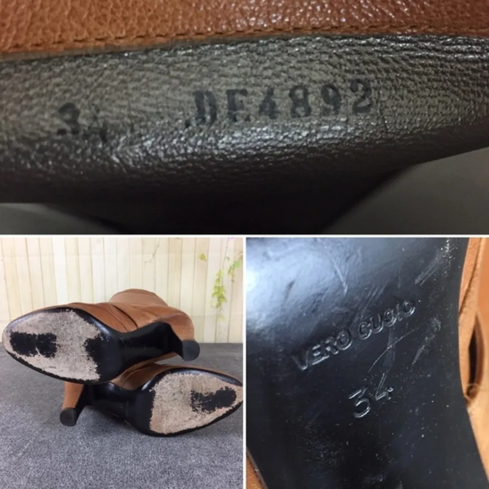 BRUNO MAGLI Tall Brown Leather Boots Size 34 - Image 8