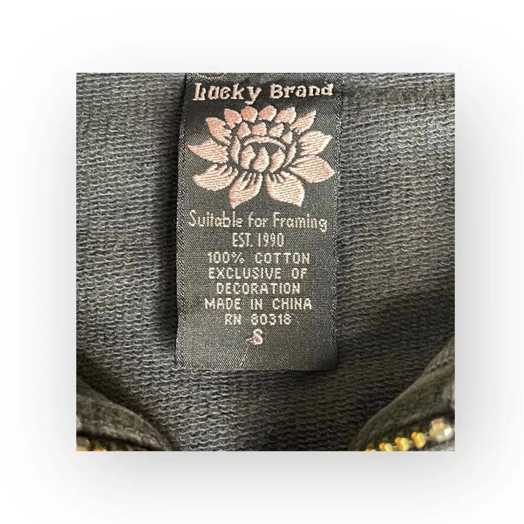 Rare: Y2K Lucky Brand ⚘ Hummingbird Embroidery Zip Hoodie ⚘ Charcoal Pink Small - Image 5