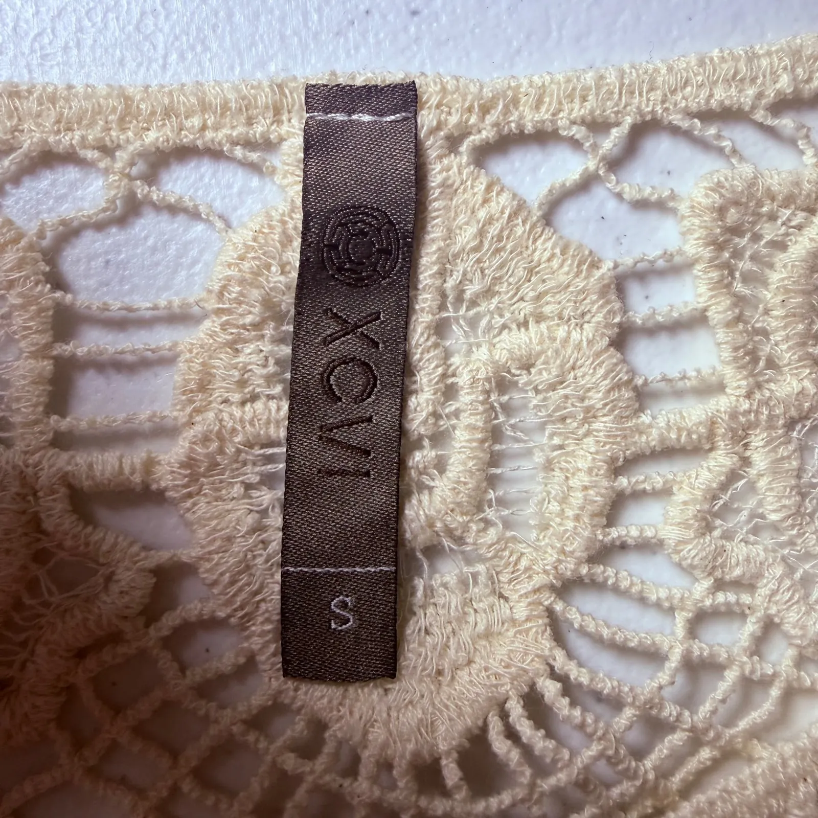 XCVI Cream Crochet Lace Mini Dress Tunic Top Boho Festival Size S Beach Pool - Image 4