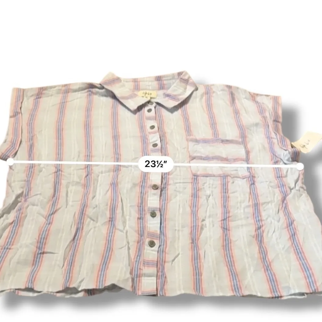Style & Co NWT Striped Button Up Shirt Women's XXL Blue Red White Casual - Image 5