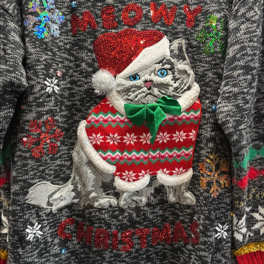 United States Sweaters NWT Cat Meowy Christmas Holiday Ugly Christmas Sweater - Image 2
