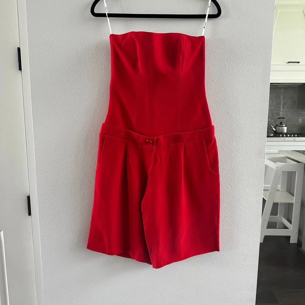 Rowen Rose Bustier Mini Jumpsuit Size 36 New Red - Image 2