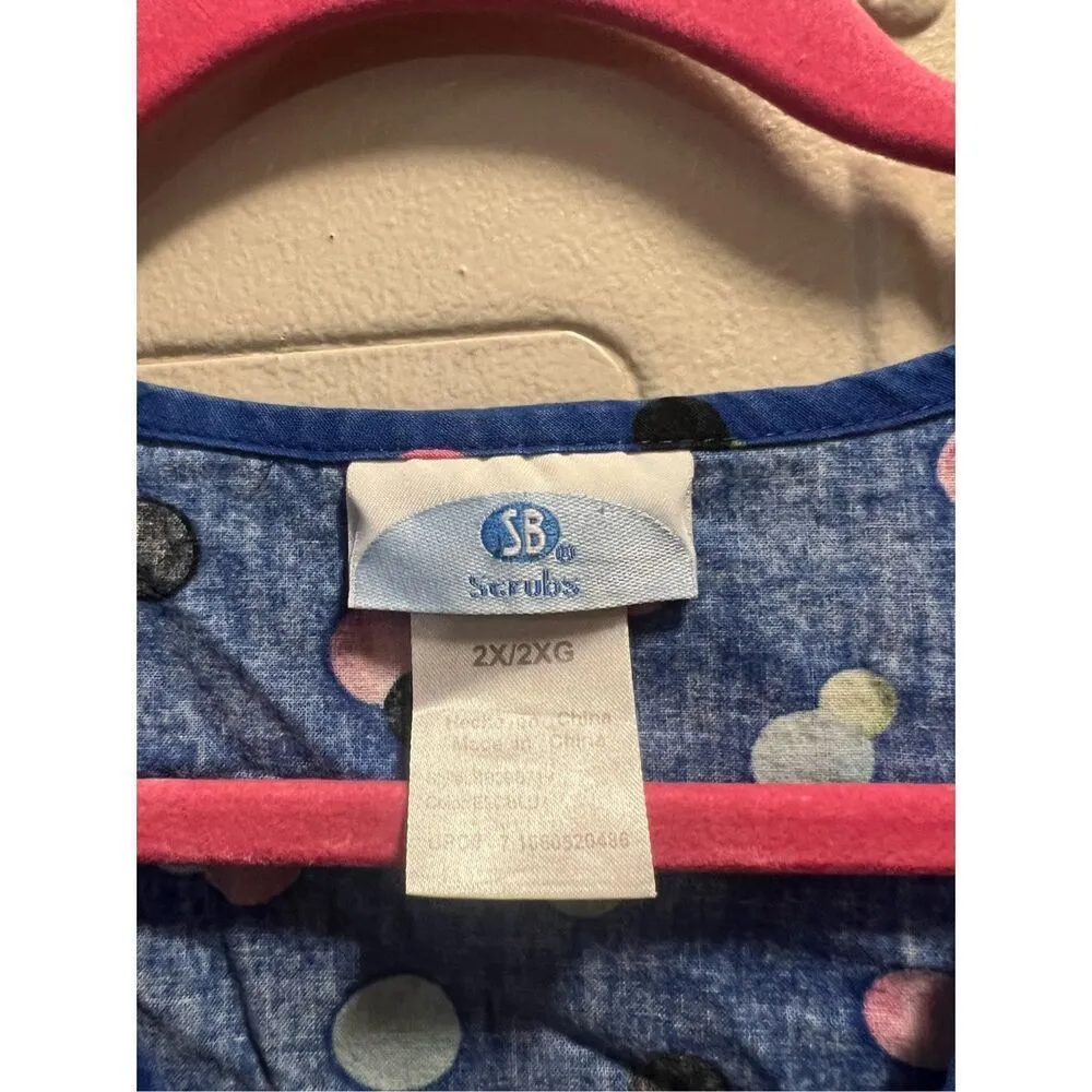 SB Scrubs Blue With Polka Dots Scrub Top Woman’s Size 2X - Image 6