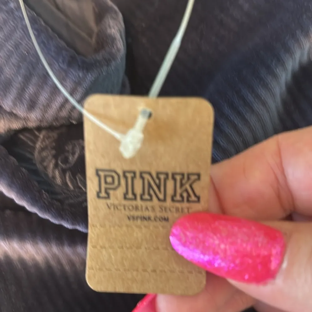 PINK Victoria's Secret Blue Corduroy look Tote with Striped Handles - Image 15