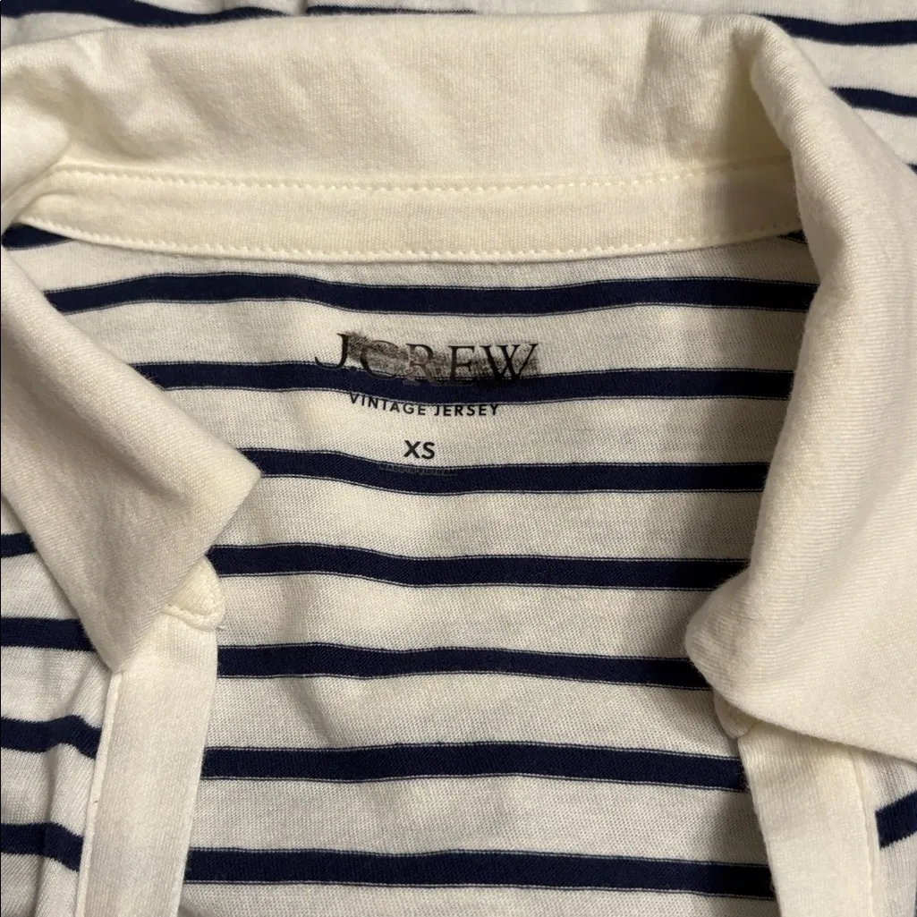 J Crew women’s Vintage jersey johnny-collar shirt long sleeve stripe Sz XS NWOT - Image 4