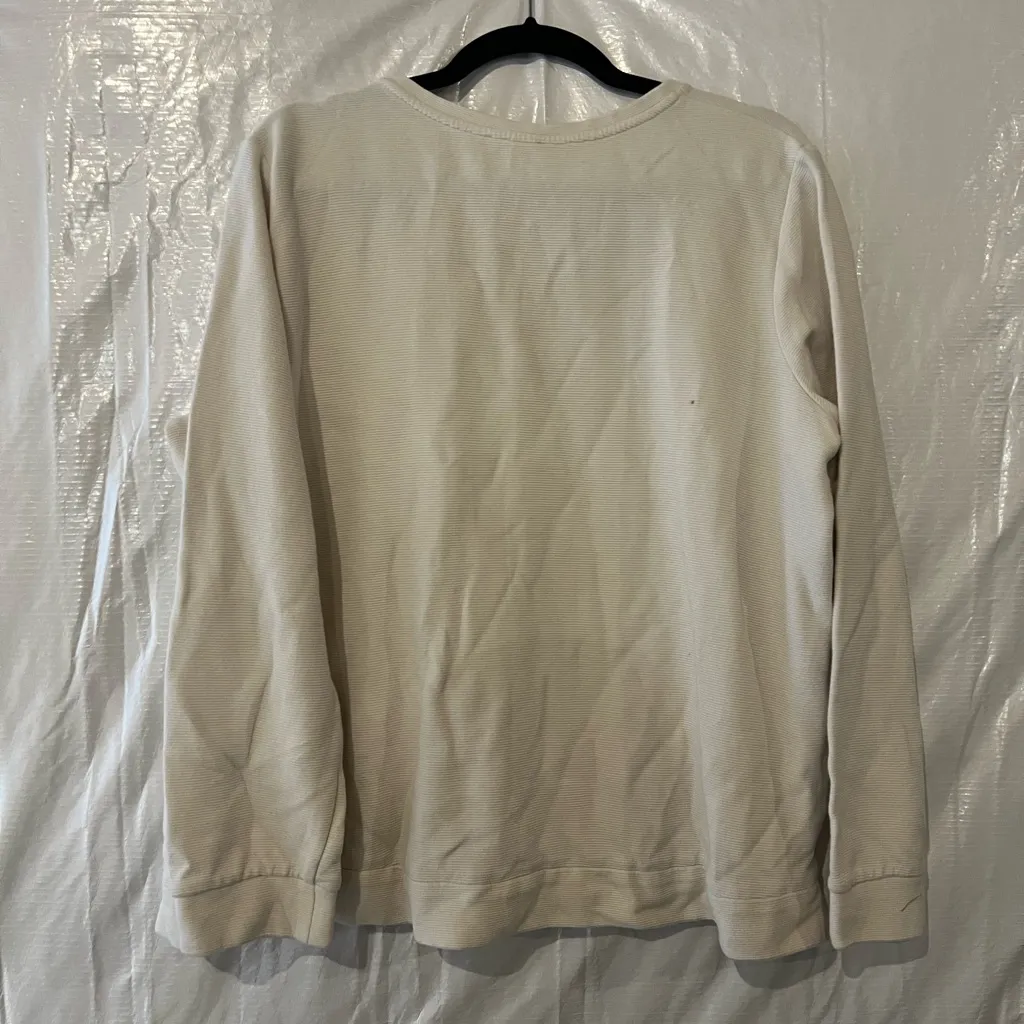 Eileen Fisher Cream Long Sleeve Cotton Light Sweatshirt Size XL - Image 6