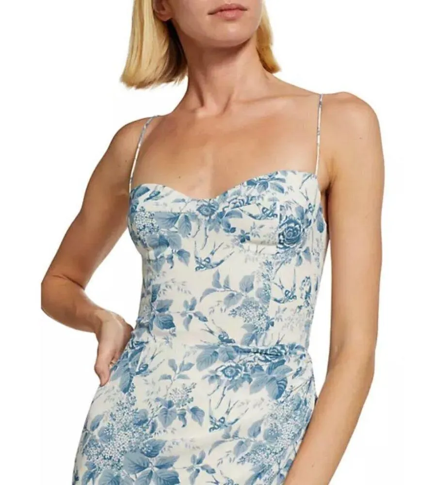 💕REFORMATION💕 Kourtney Dress ~ Pompadour Blue Floral Bird Print 4 NWT - Image 7