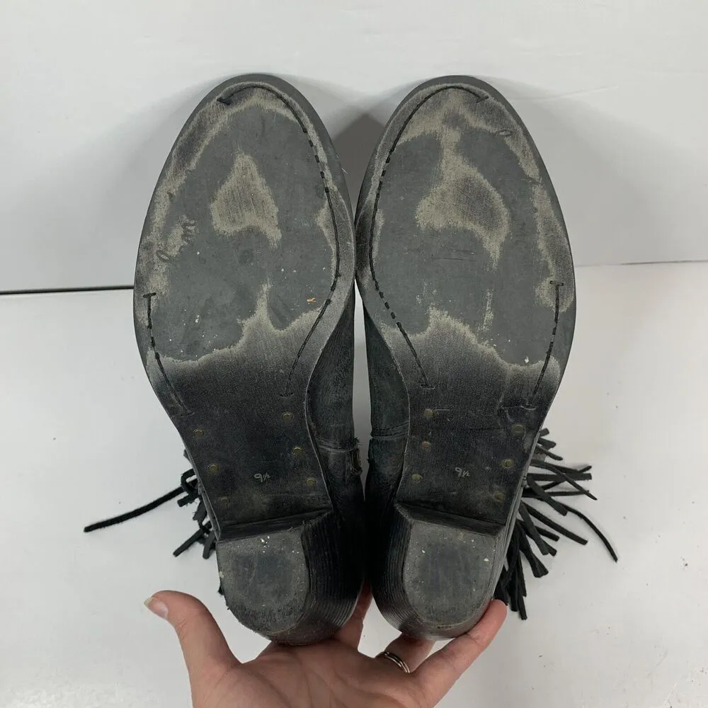 Sam Edelman Size 9.5 Louie Ankle Bootie Distressed Suede Leather Fringe Women's - Image 12