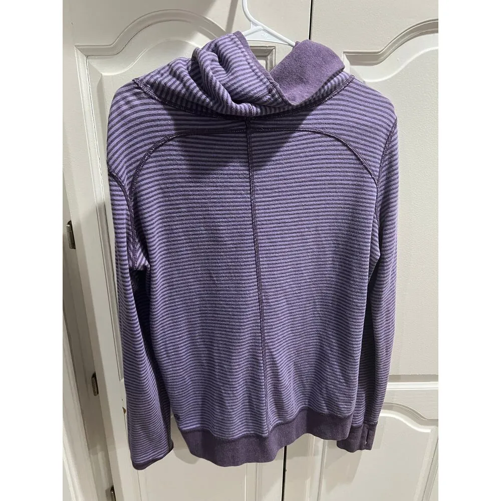 Lululemon Reversible Scuba Hoodie Purple Stripe Solid Size Small Womens Pullover - Image 7