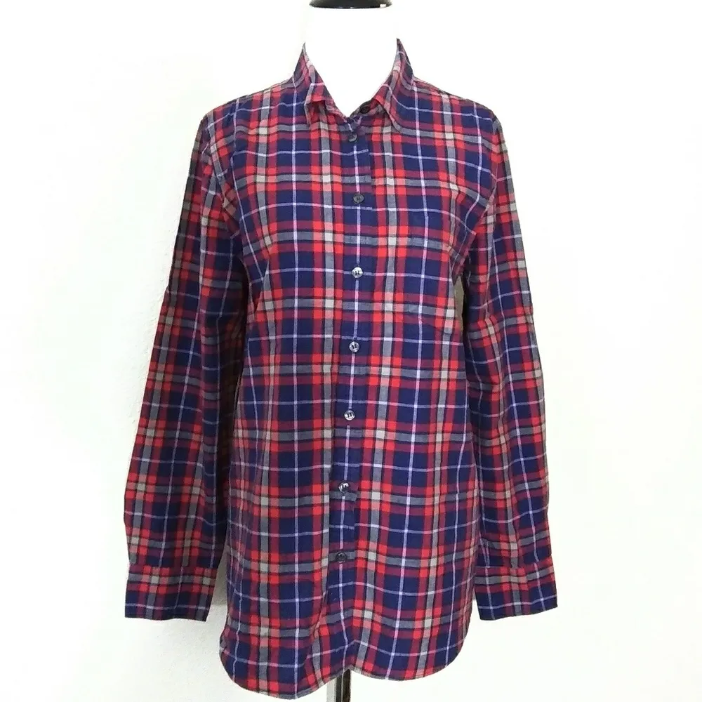 J.Crew plaid lightweight button down long sleeve women’s shirt Size Medium - Image 3