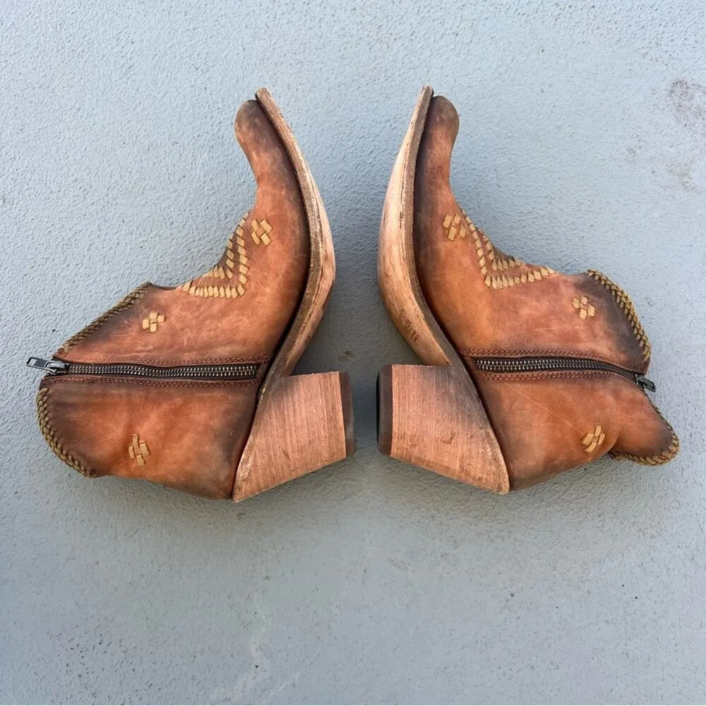 Liberty Black Aztec Southwestern Leather Western Cowgirl Booties 10 Brown - Image 6