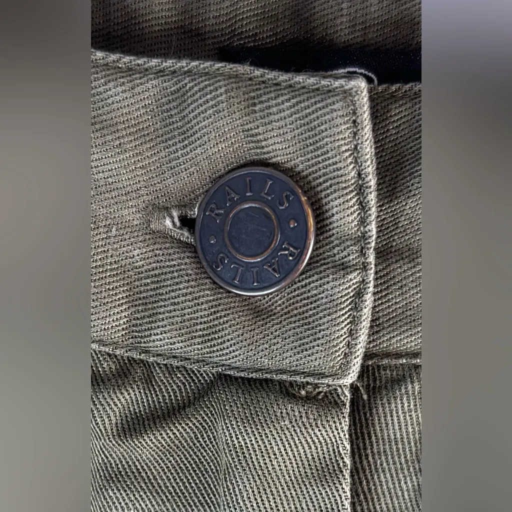 Rails M Linen Cargo Olive Wide Leg Pants - Image 6