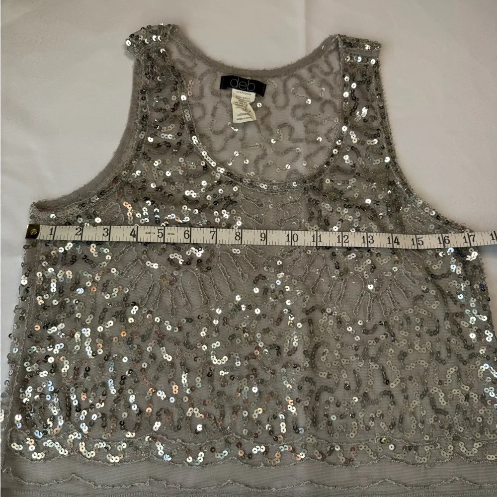 Deb Gray Sequin Crop Tank Top Size L - Image 5