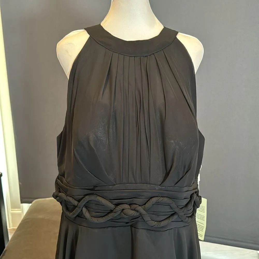 Women’s Black Chiffon Halter Neck Short Formal Party Dress Size 22 NWT - Image 2