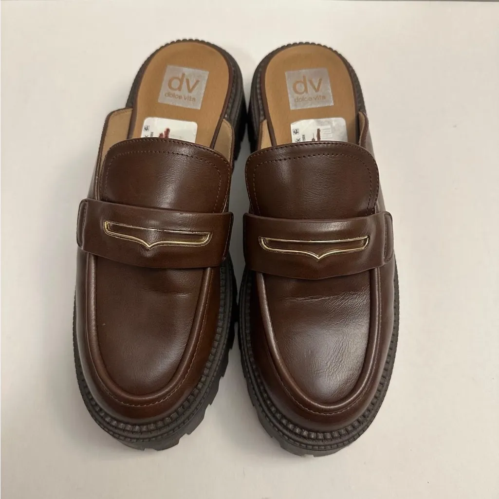 DV BY LIPTUN PLATFORM PENNY LOAFER MULE IN BROWN Size 9.0 - Image 3
