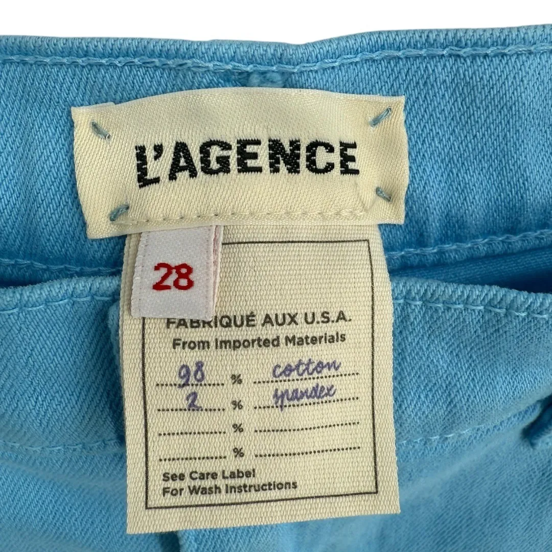 NWT L'AGENCE Janelle Slim Cropped Jean Jacket Raw Hem + Shorts Blue Size Small - Image 7