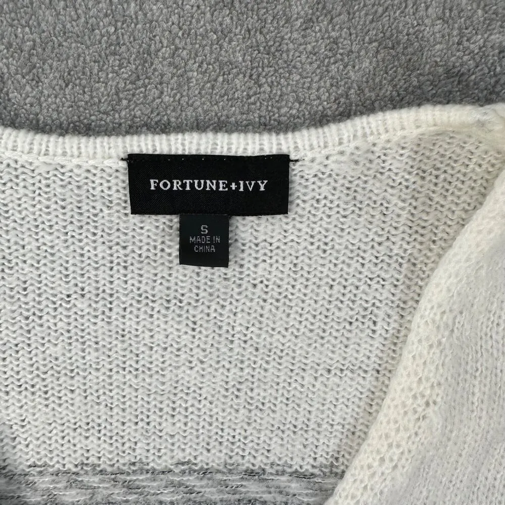 Fortune + Ivy Colorblock Stripe Open Front Cardigan Women’s Small Gray Black - Image 3