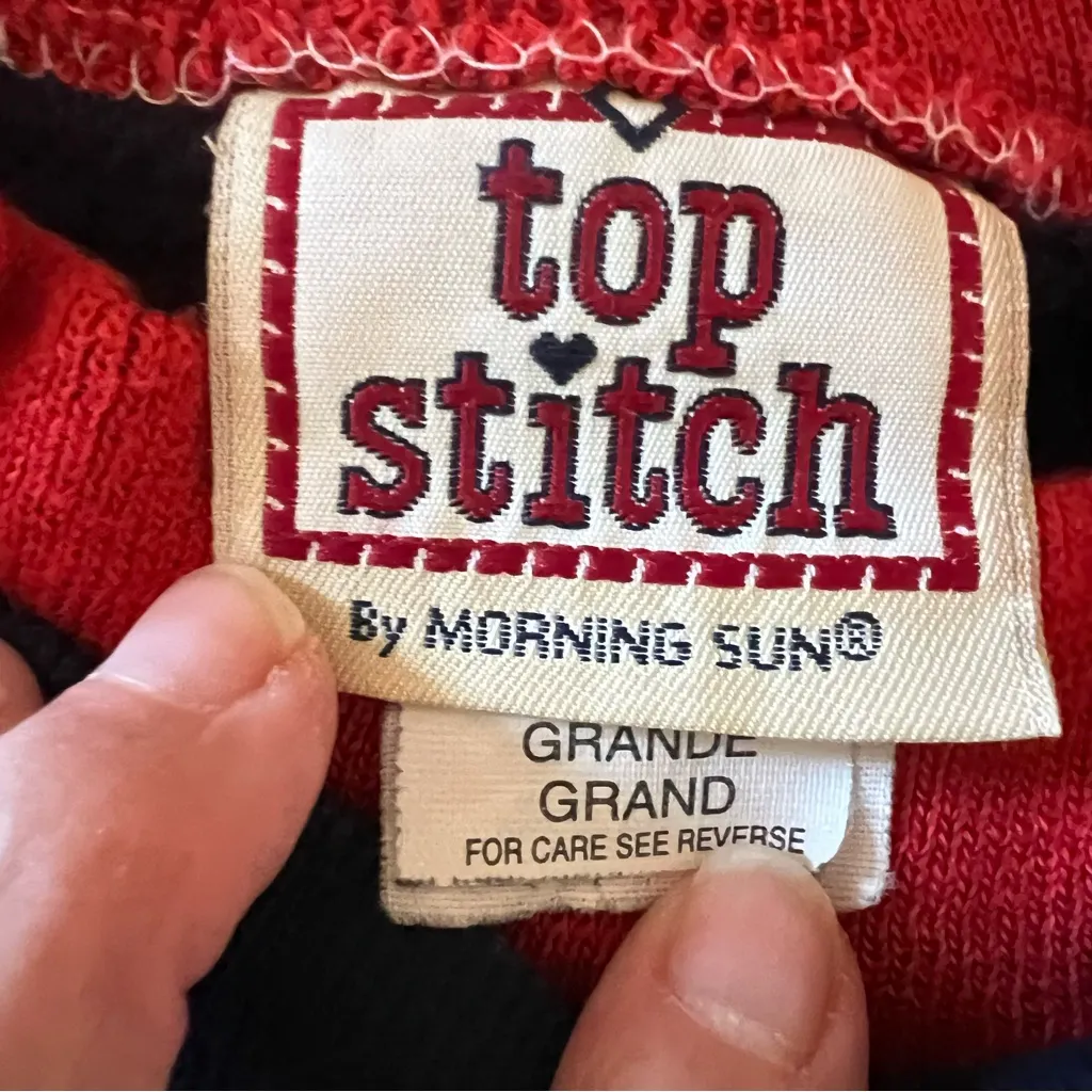 VTG Top Stitch By Morning Sun Womens L Sweatshirt Embroidered Cardinal USA Blue Size L - Image 7